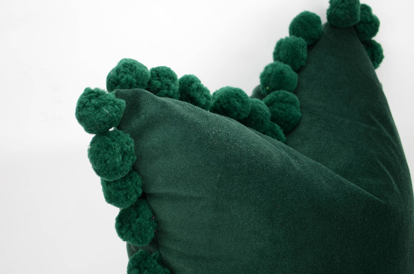 Green pom pom cushion // jumbo pom pom pillow // velvet pom cushion // green pom pom pillow
