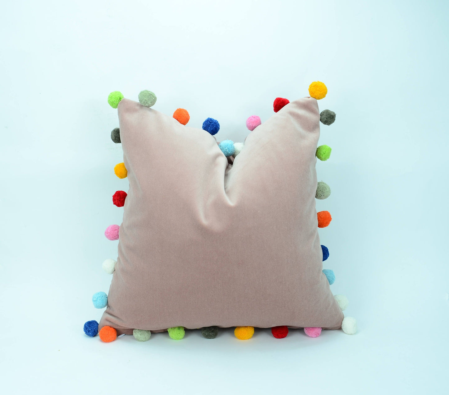 Pink pom pom cushion // jumbo pom pom pillow // pink velvet pom cushion // dusty pink pom pom pillow
