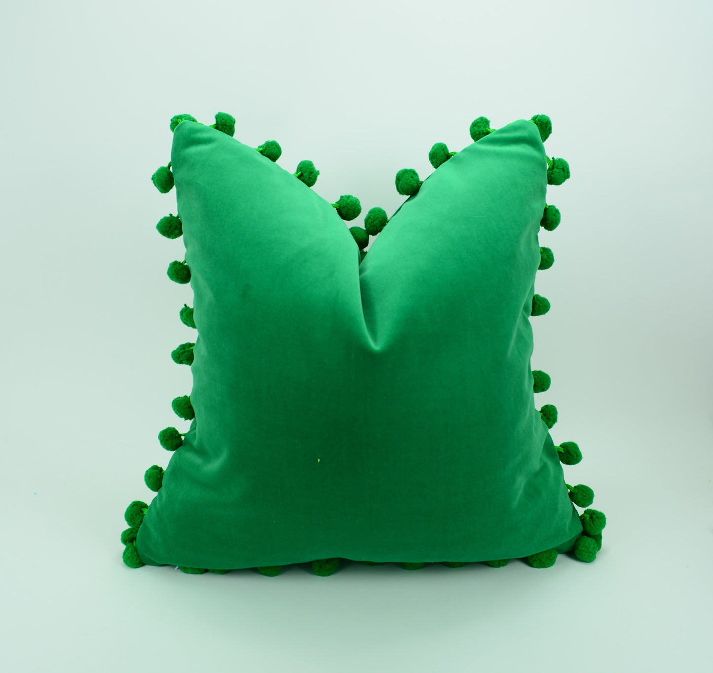 Green pom pom cushion cover  // green velvet pom pom pillow cover //  green velvet pillow cover //
