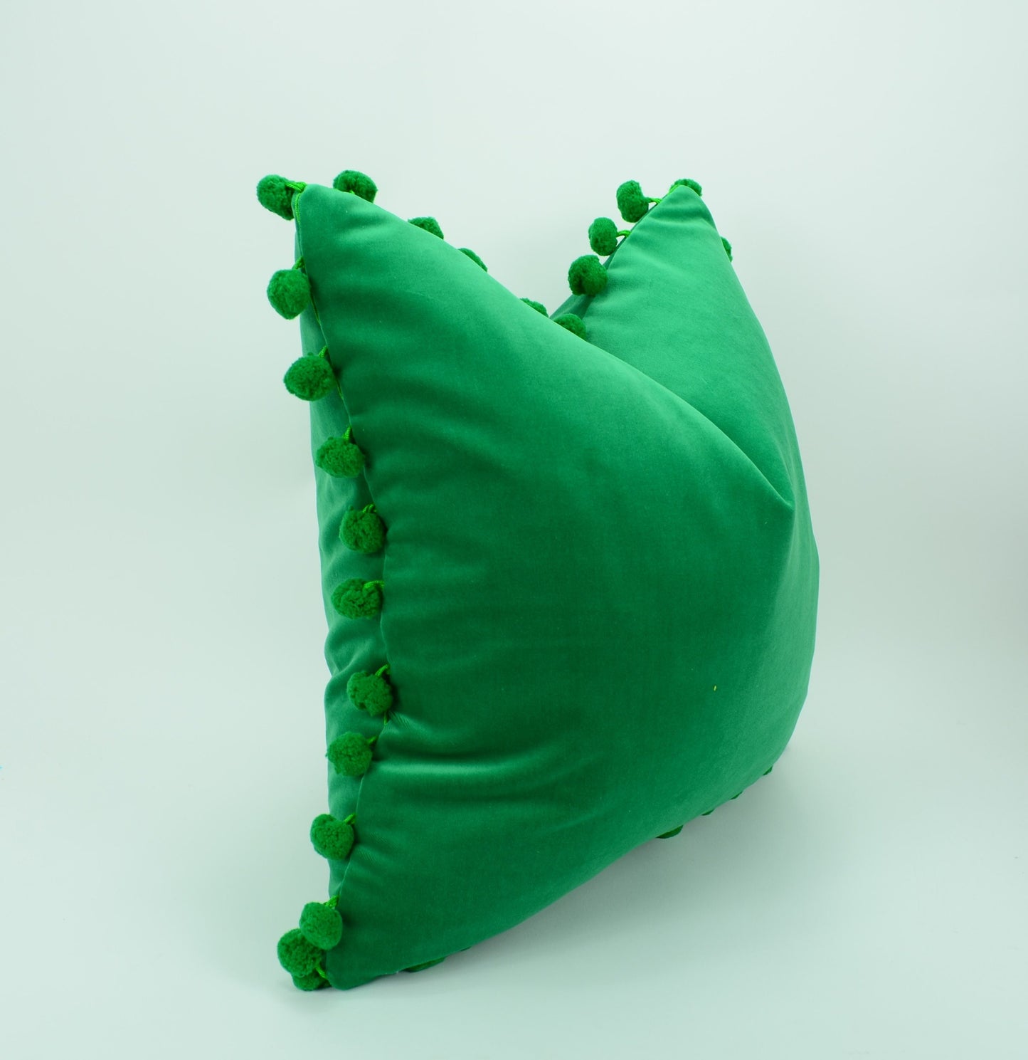 Green pom pom cushion cover  // green velvet pom pom pillow cover //  green velvet pillow cover //