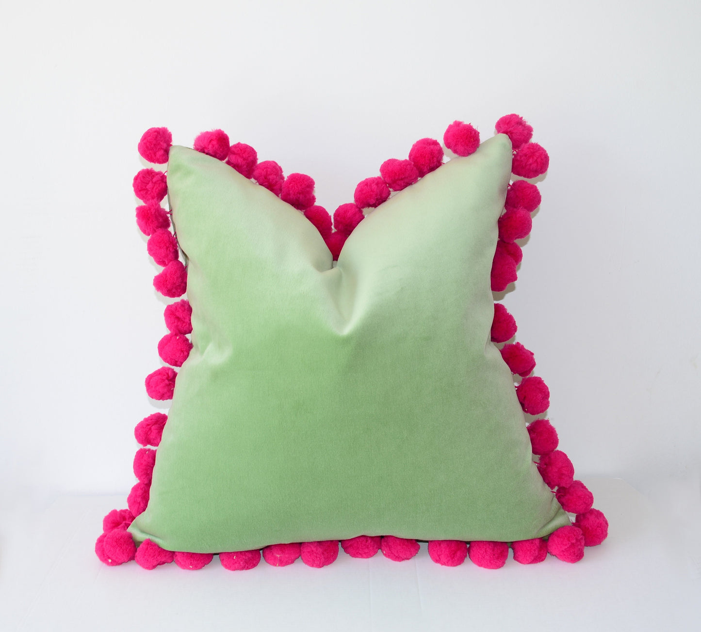 Pink pom pom cushion cover  // jumbo pom pom pillow // mint and pink pillow cover // green pom pom pillow cover