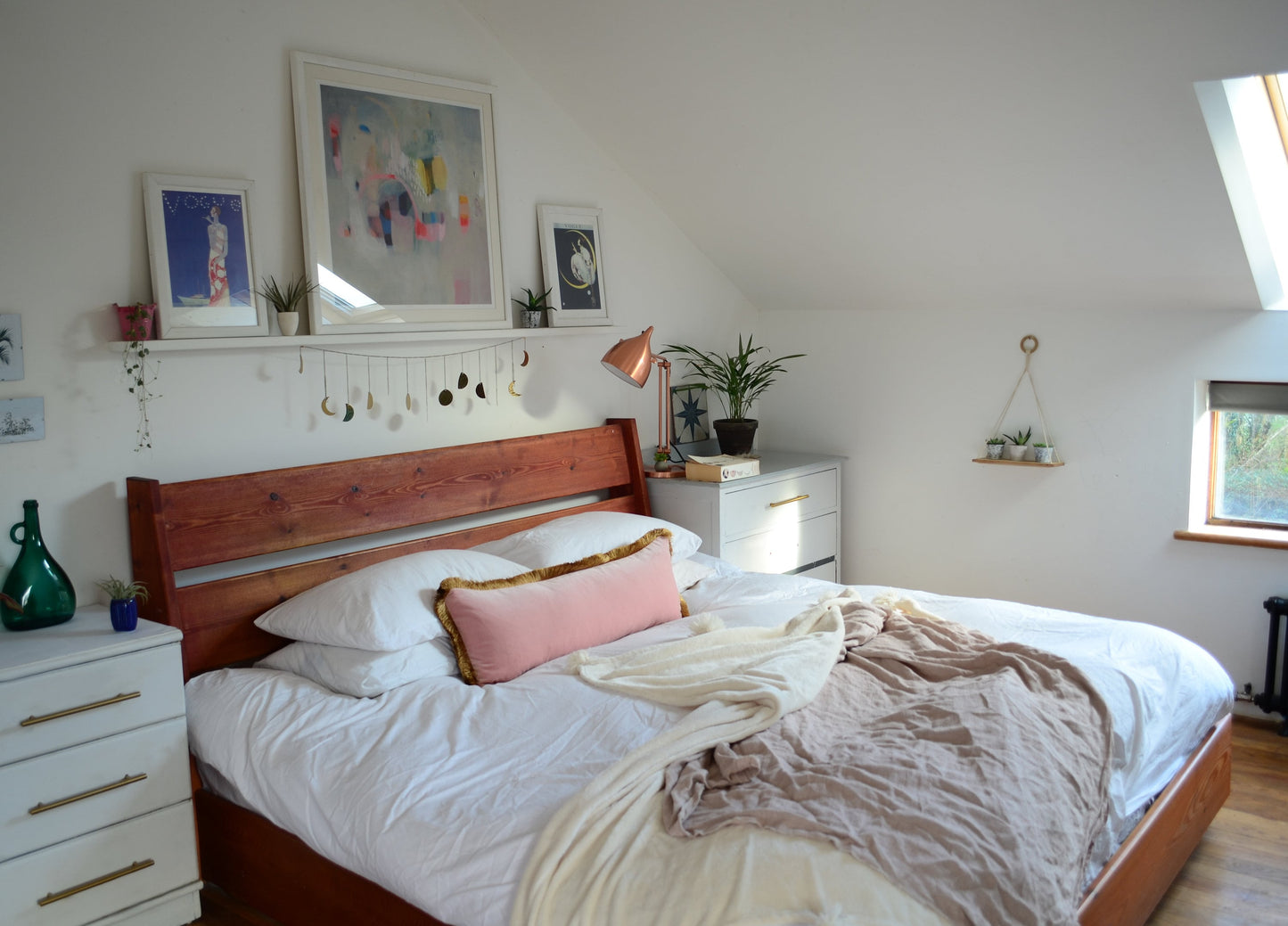 Long lumbar pillow // blush velvet long lumbar pillow // pink and gold pillow // gold fringe pillow