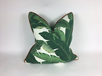 Tropical print pillow cover // indoor outdoor pillow // green and brown pillow cover // palm leaf cushion // Tommy bahama swaying palms