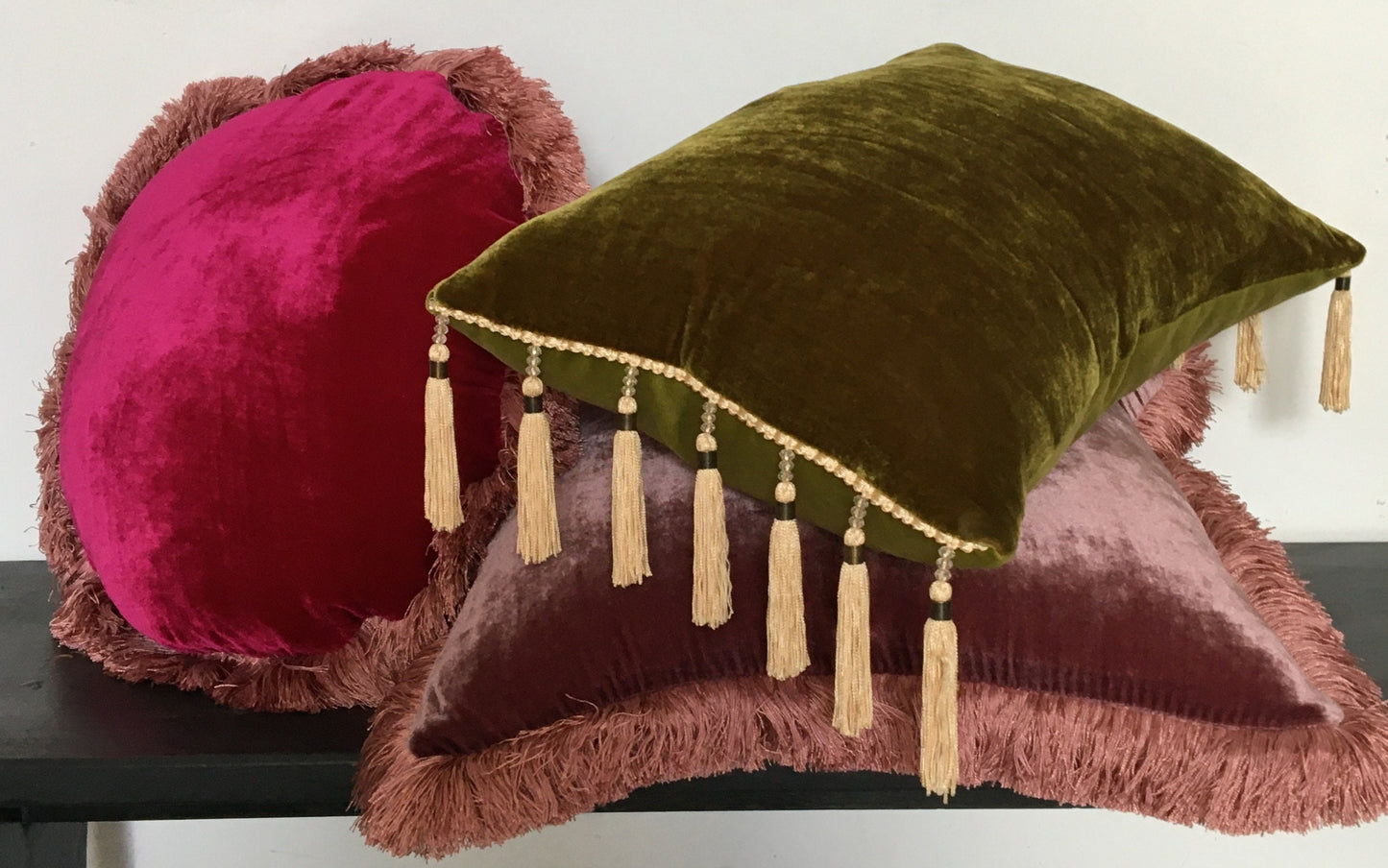 Fuschia silk velvet pillow // silk velvet cushion // pink silk velvet pillow
