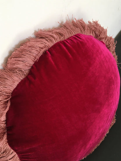 round velvet pillow // pink silk velvet pillow // silk velvet cushion
