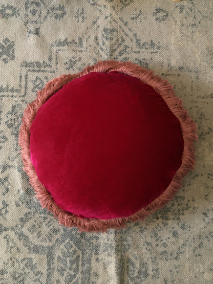 round velvet pillow // pink silk velvet pillow // silk velvet cushion