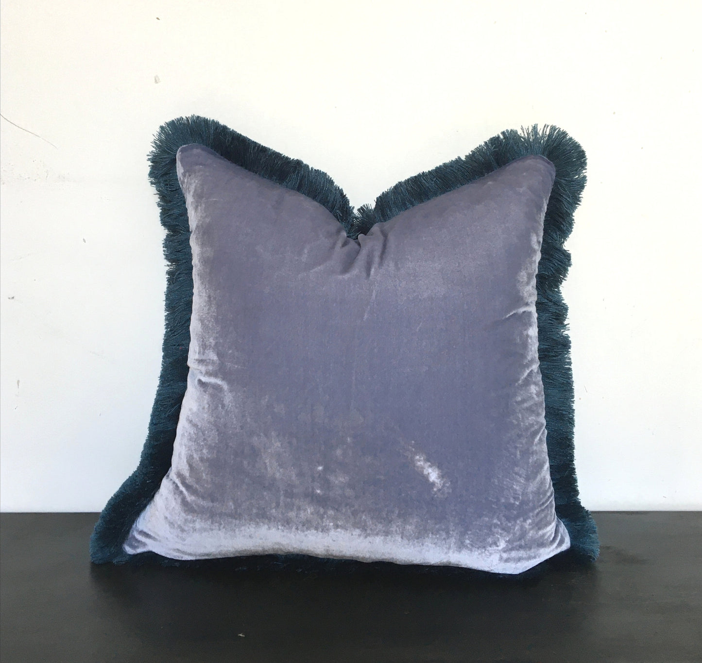 blue silk velvet pillow