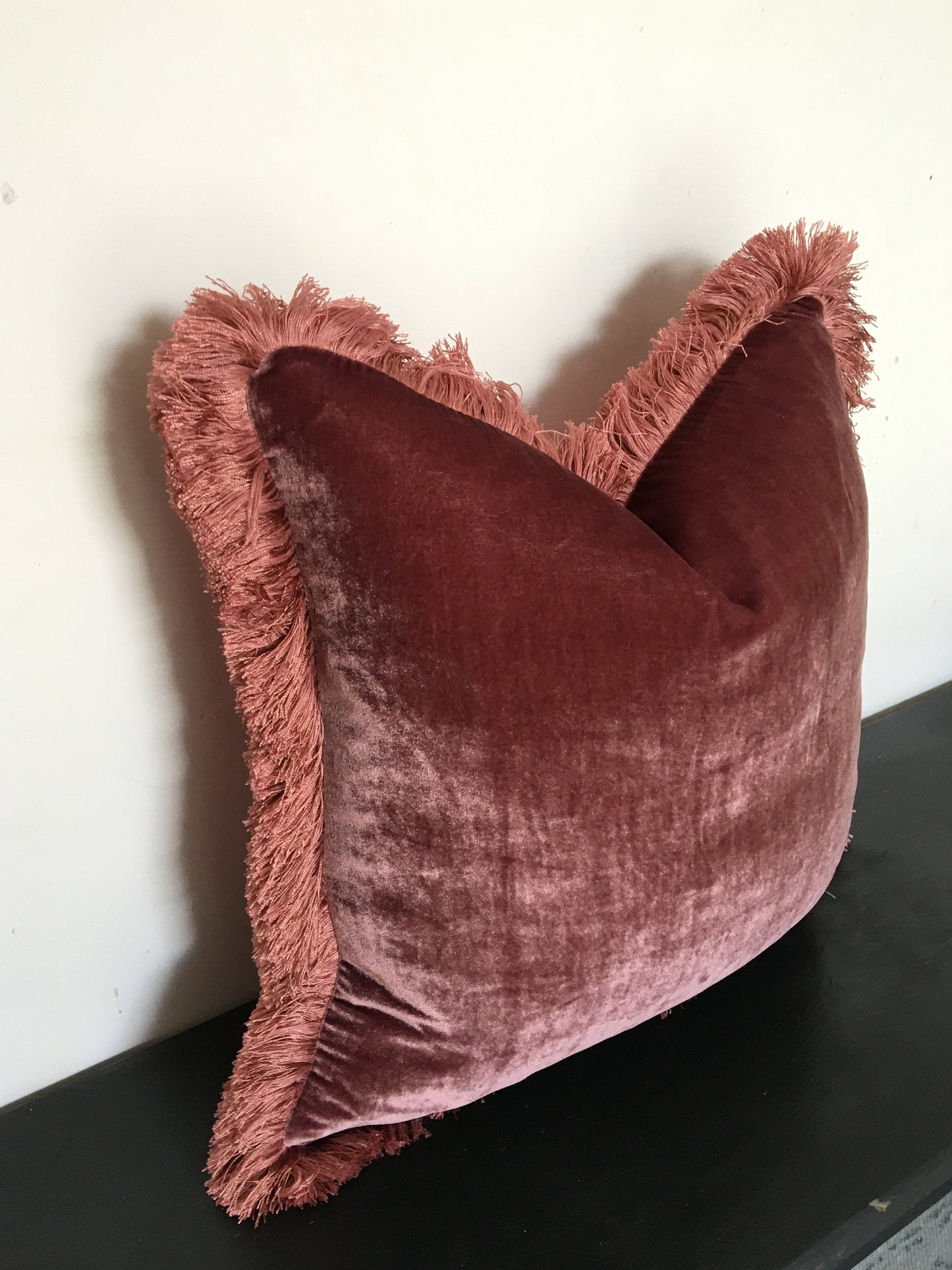 berry pink silk velvet pillow