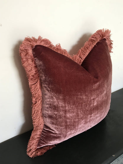 berry pink silk velvet pillow