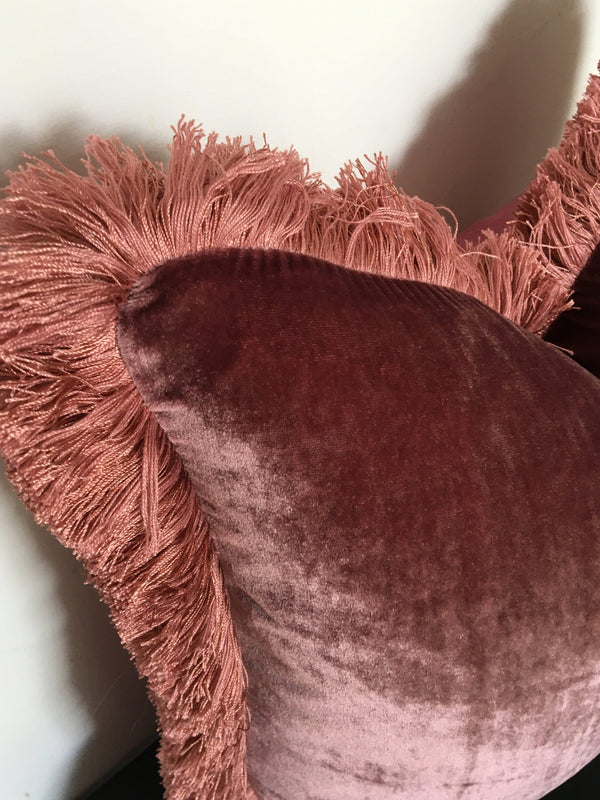 berry pink silk velvet pillow