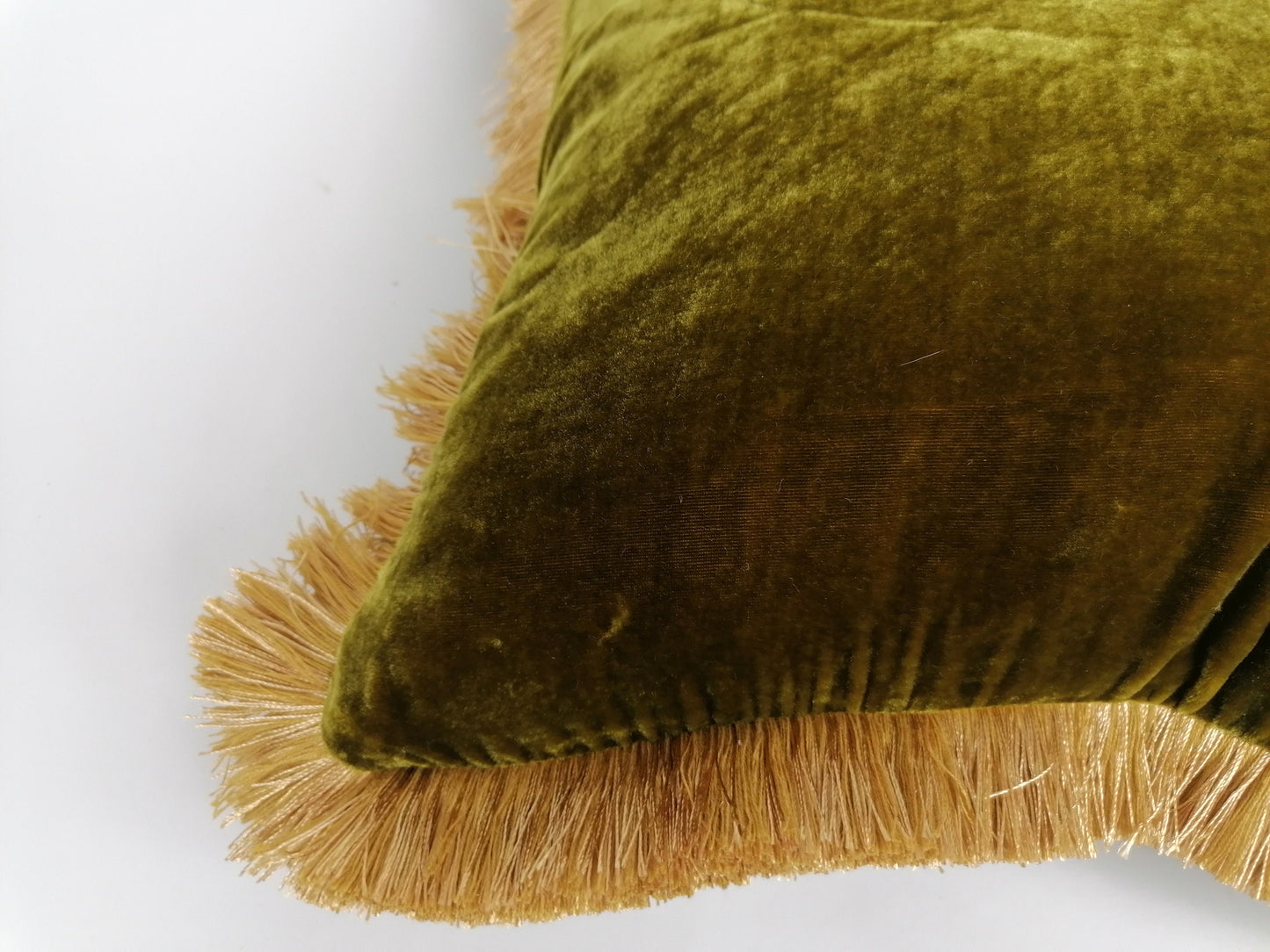 chartreuse silk velvet pillow, green silk velvet cushion, green and gold velvet pillow, olive green silk cushion