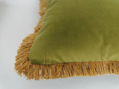 Olive green velvet pillow // green velvet cushion // green velvet pillow