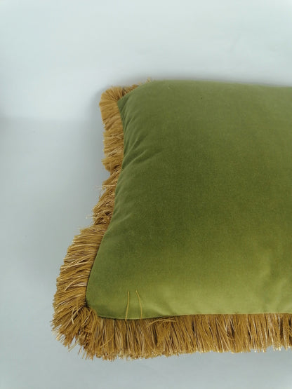 Olive green velvet pillow // green velvet cushion // green velvet pillow