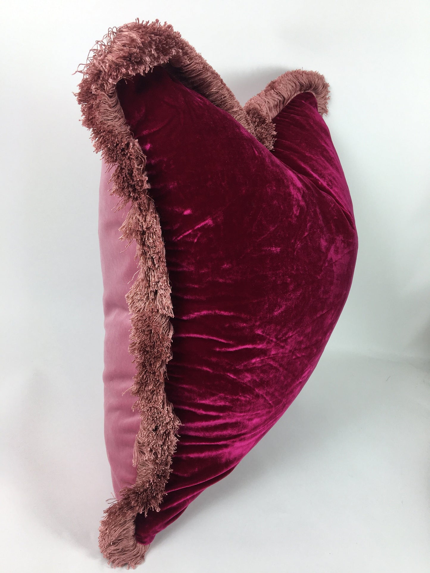 Fuschia pink silk velvet pillow, pink silk velvet cushion, pink silk velvet pillow