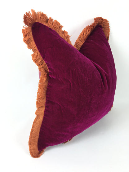 Fuschia silk velvet pillow // silk velvet cushion // pink silk velvet pillow