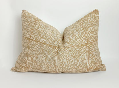 Mustard block print pillow, yellow printed pillow