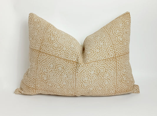 Mustard block print pillow, yellow printed pillow