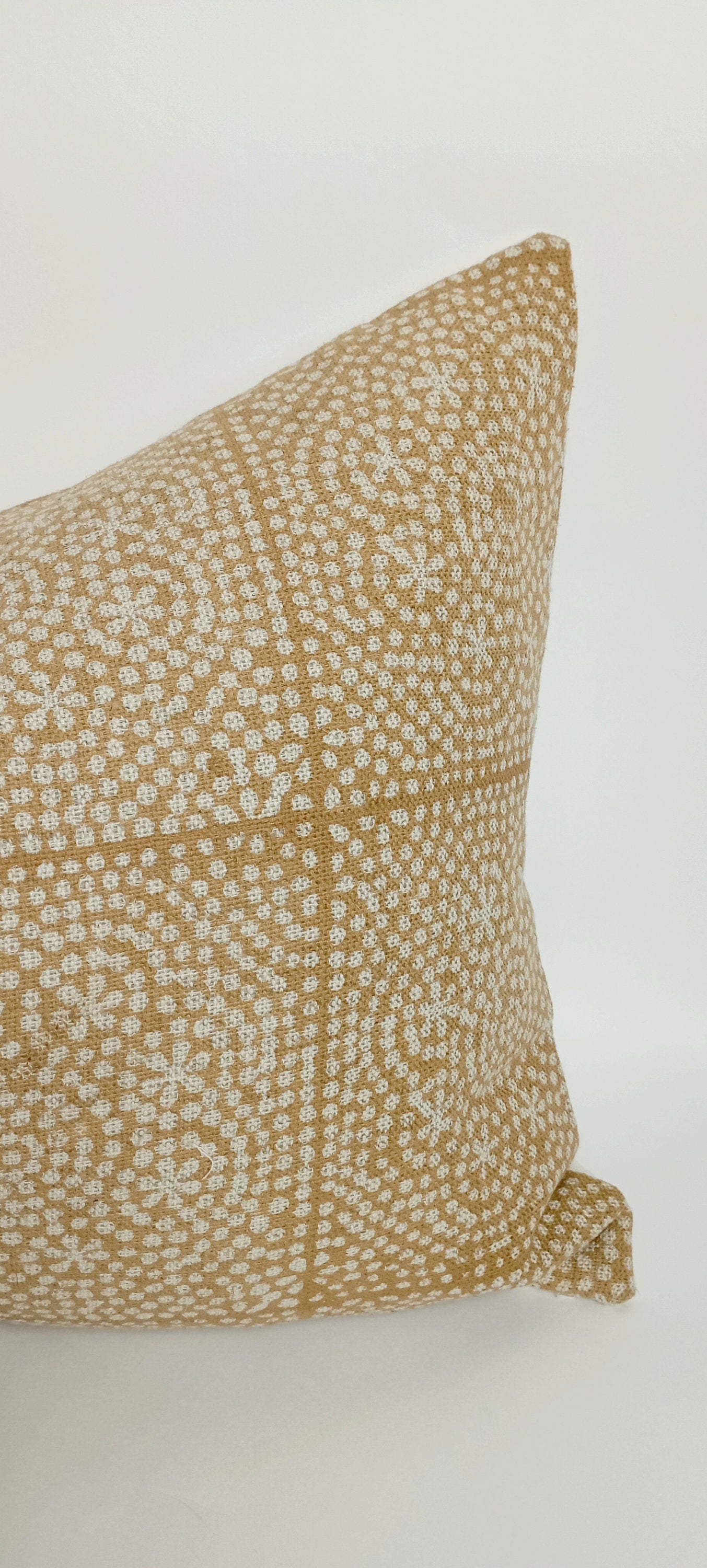 Mustard block print pillow, yellow printed pillow