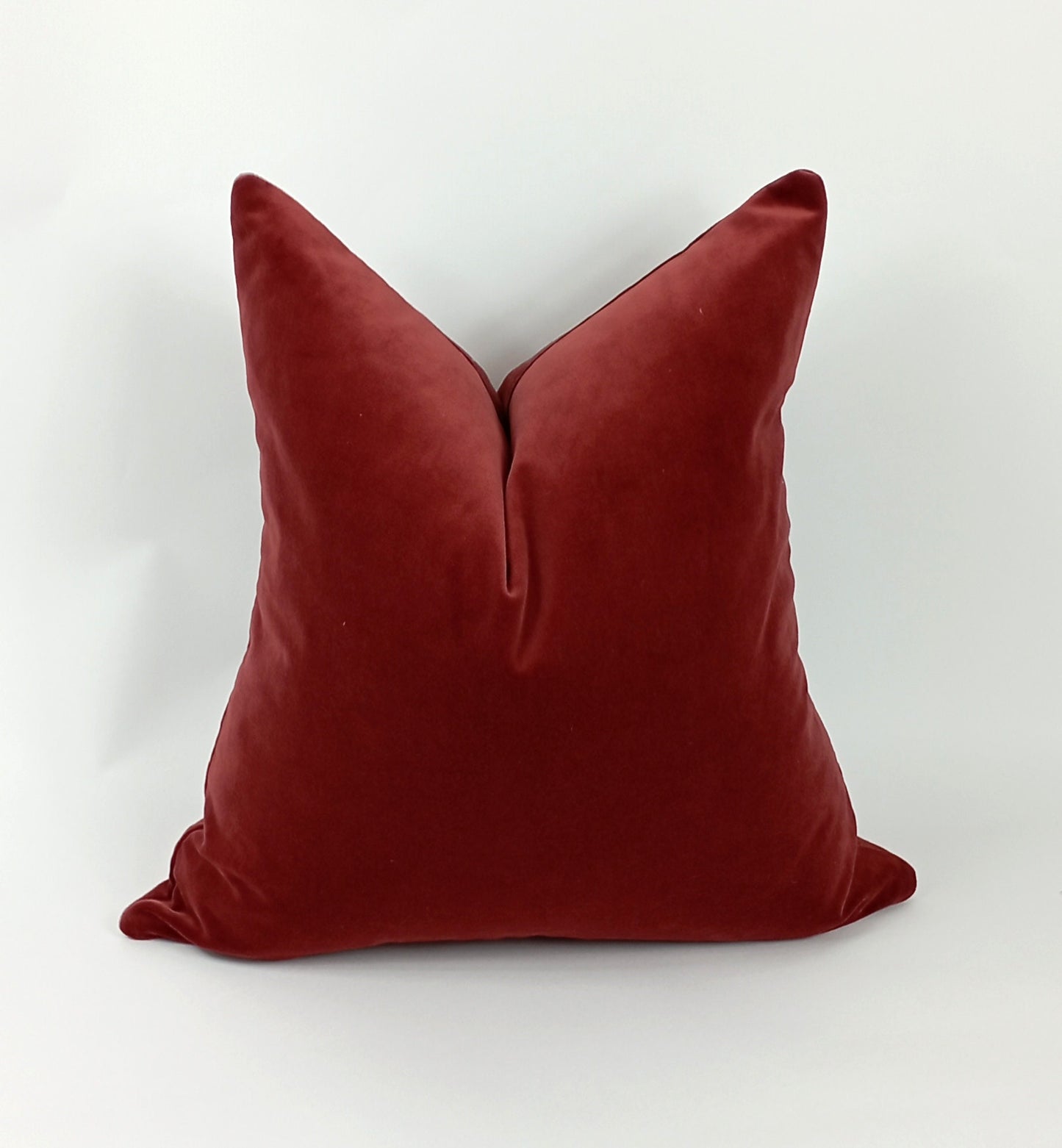 Rusty red velvet pillow, burnt red velvet cushion
