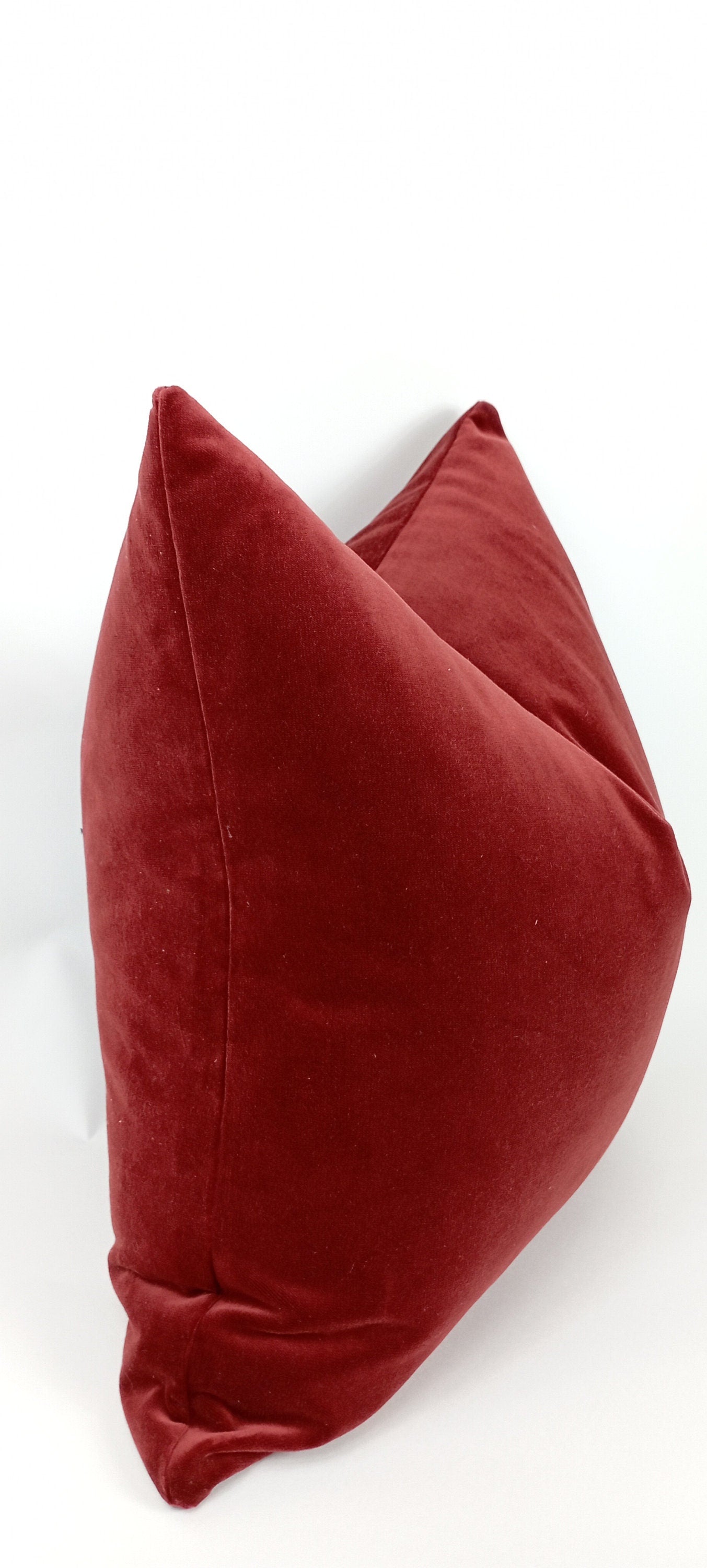 Rusty red velvet pillow, burnt red velvet cushion