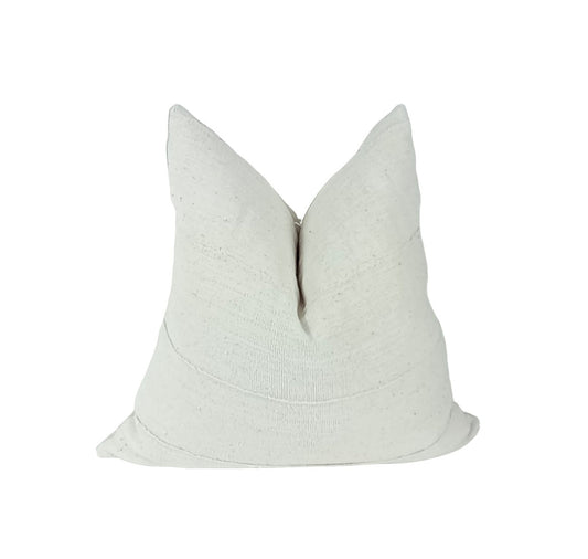 White mudcloth pillow, white mudcloth cushion