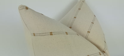 hmong pillow, cream and tan pillow, striped woven cushion