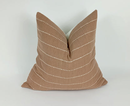 Hmong pillow. tan woven cotton pillow. tan striped pillow. hmong cushion
