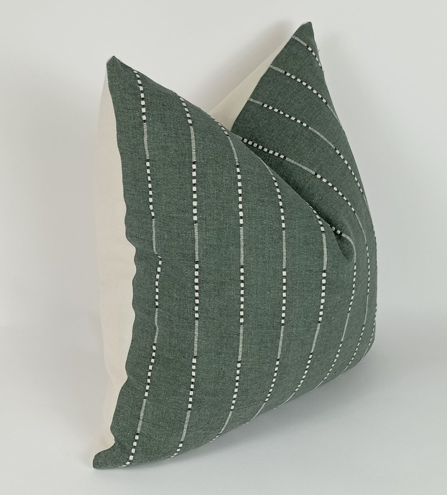 Hmong pillow, green woven pillow, green striped pillow, green neutral pillow