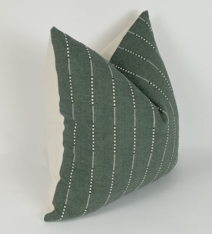 Hmong pillow, green woven pillow, green striped pillow, green neutral pillow