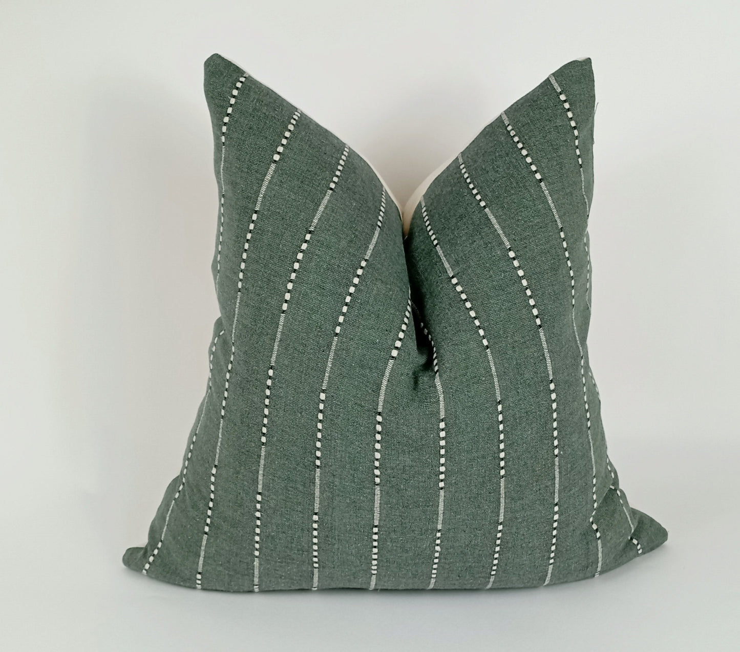 Hmong pillow, green woven pillow, green striped pillow, green neutral pillow