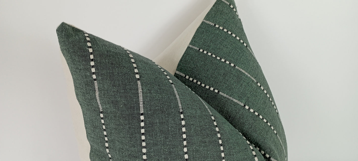 Hmong pillow, green woven pillow, green striped pillow, green neutral pillow