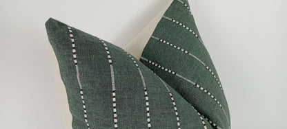 Hmong pillow, green woven pillow, green striped pillow, green neutral pillow