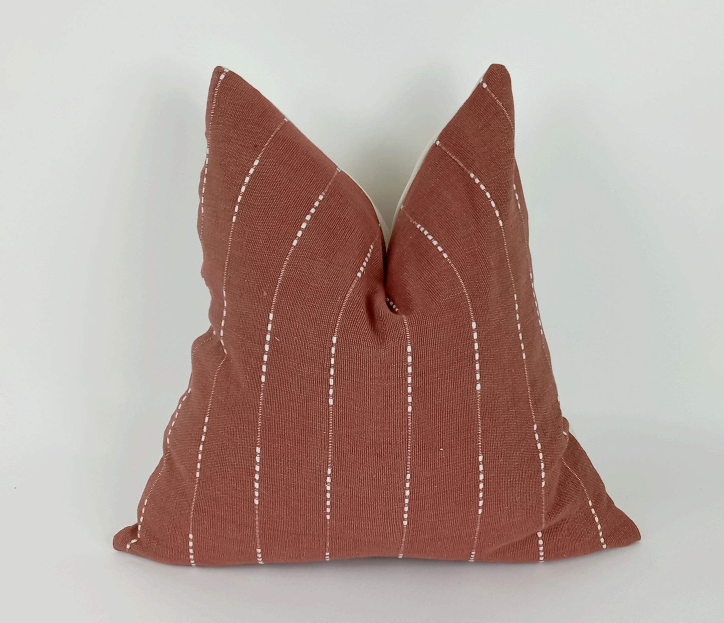 Hmong pillow, rust woven pillow, rust striped pillow, rust neutral pillow