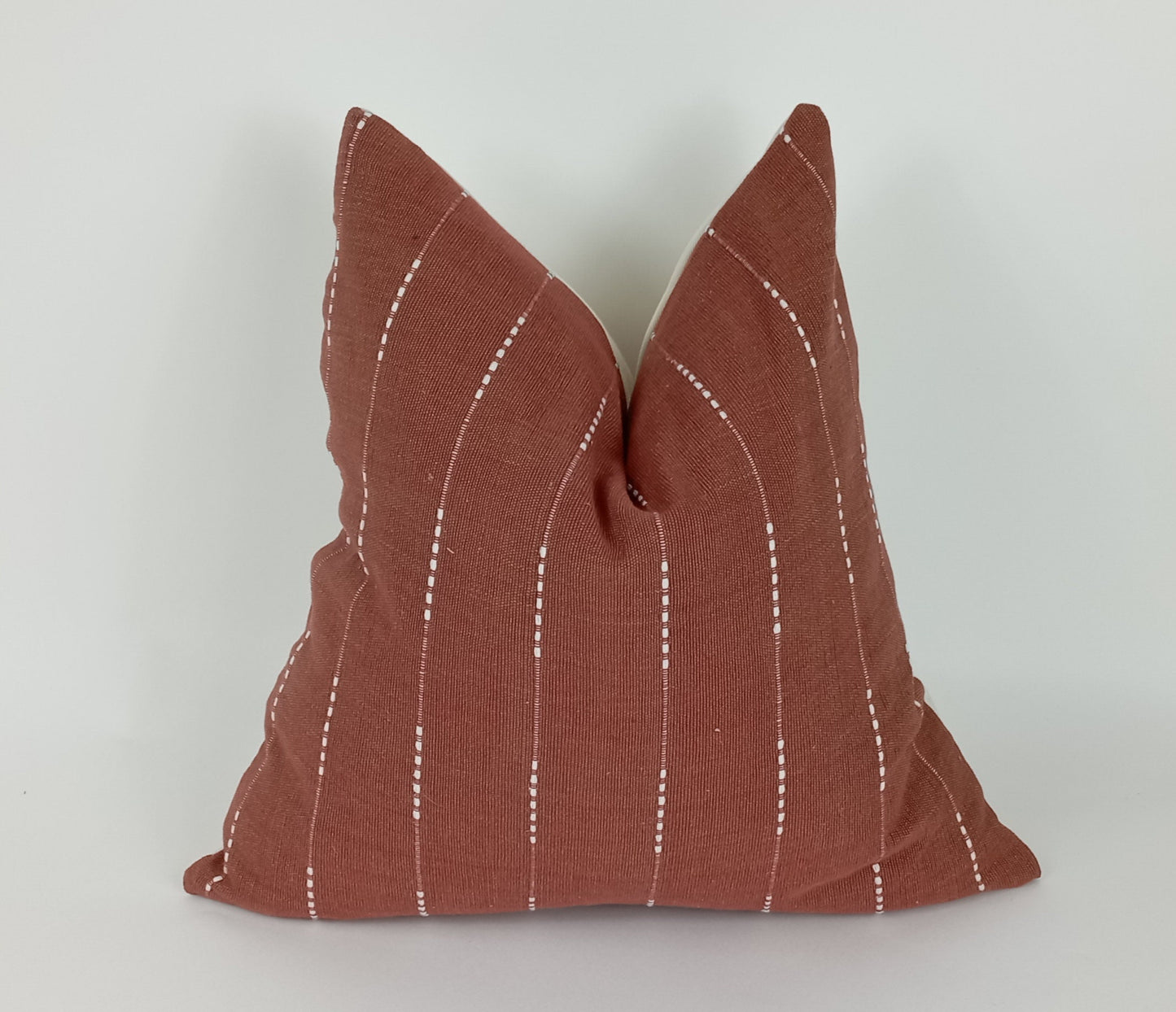 Hmong pillow, rust woven pillow, rust striped pillow, rust neutral pillow