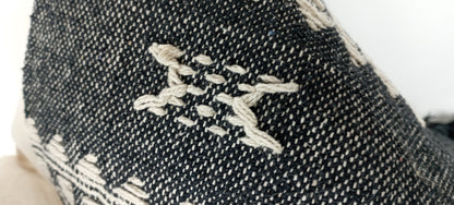 Black woven pillow, wool pillow, woven wool cushion