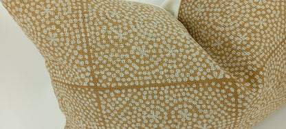 Mustard block print pillow, yellow printed pillow