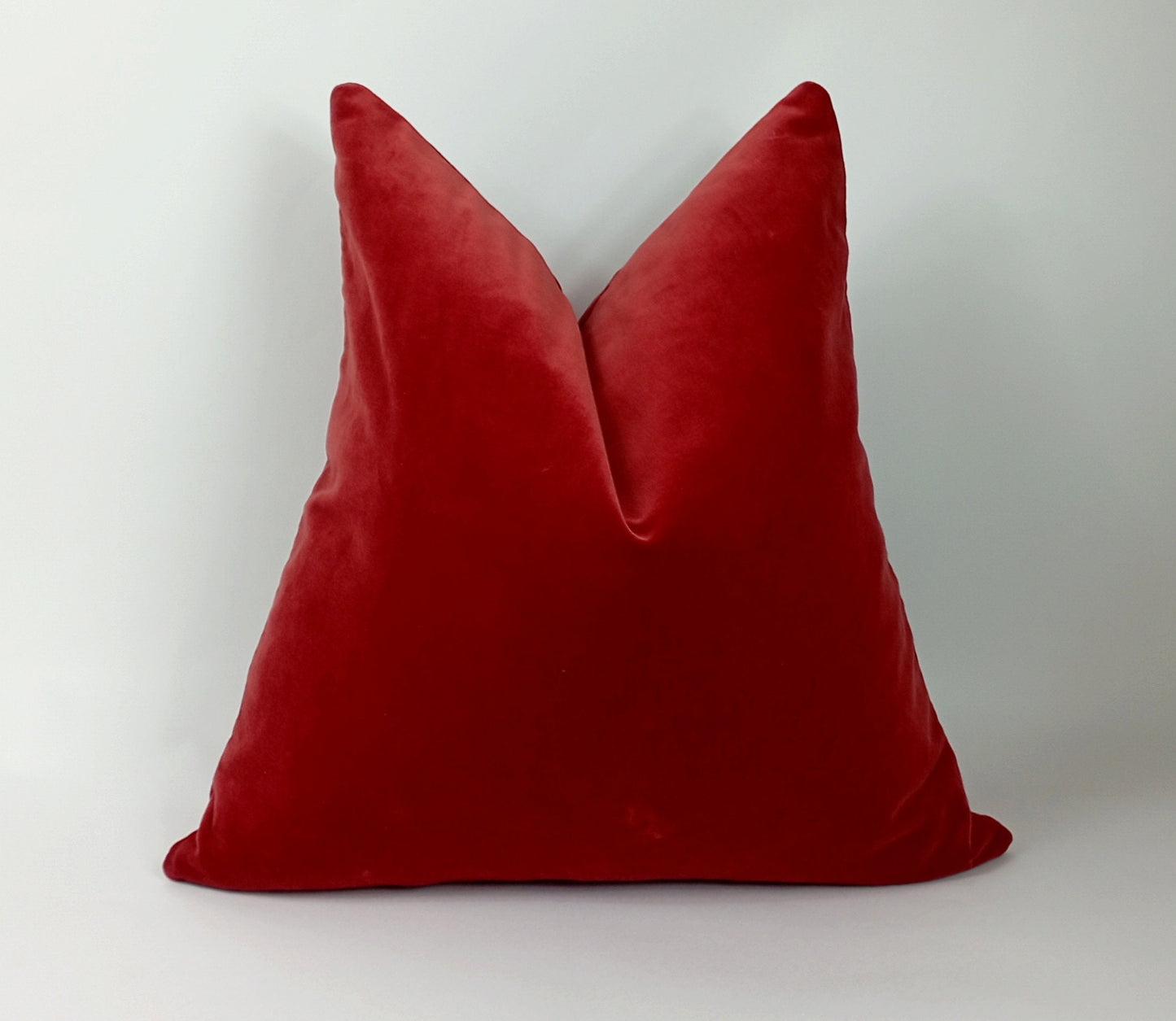 Amber velvet pillow, orangey red velvet pillow