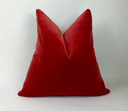 Amber velvet pillow, orangey red velvet pillow