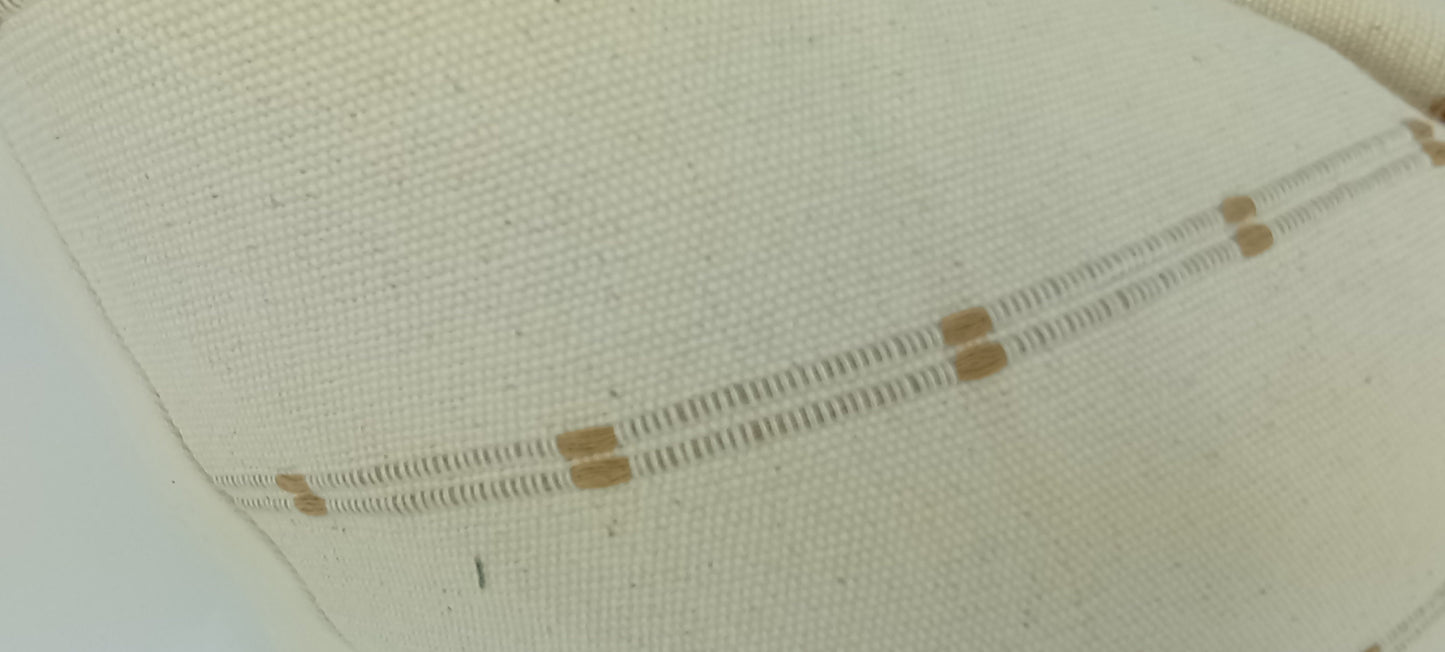 hmong pillow, cream and tan pillow, striped woven cushion