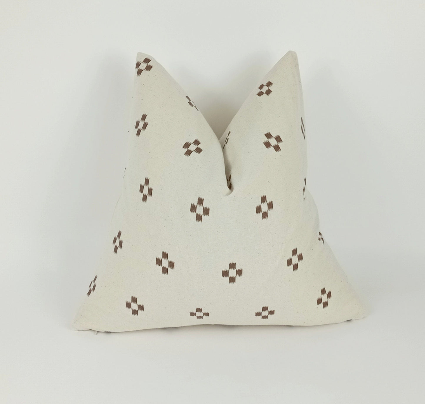 hmong pillow. cream and brown pillow, woven neutral pillow