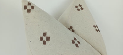 hmong pillow. cream and brown pillow, woven neutral pillow