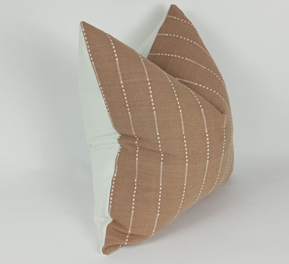 Hmong pillow. tan woven cotton pillow. tan striped pillow. hmong cushion
