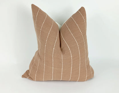 Hmong pillow. tan woven cotton pillow. tan striped pillow. hmong cushion