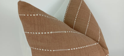 Hmong pillow. tan woven cotton pillow. tan striped pillow. hmong cushion