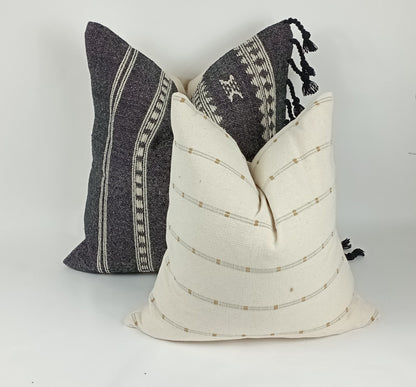 Black woven pillow, wool pillow, woven wool cushion