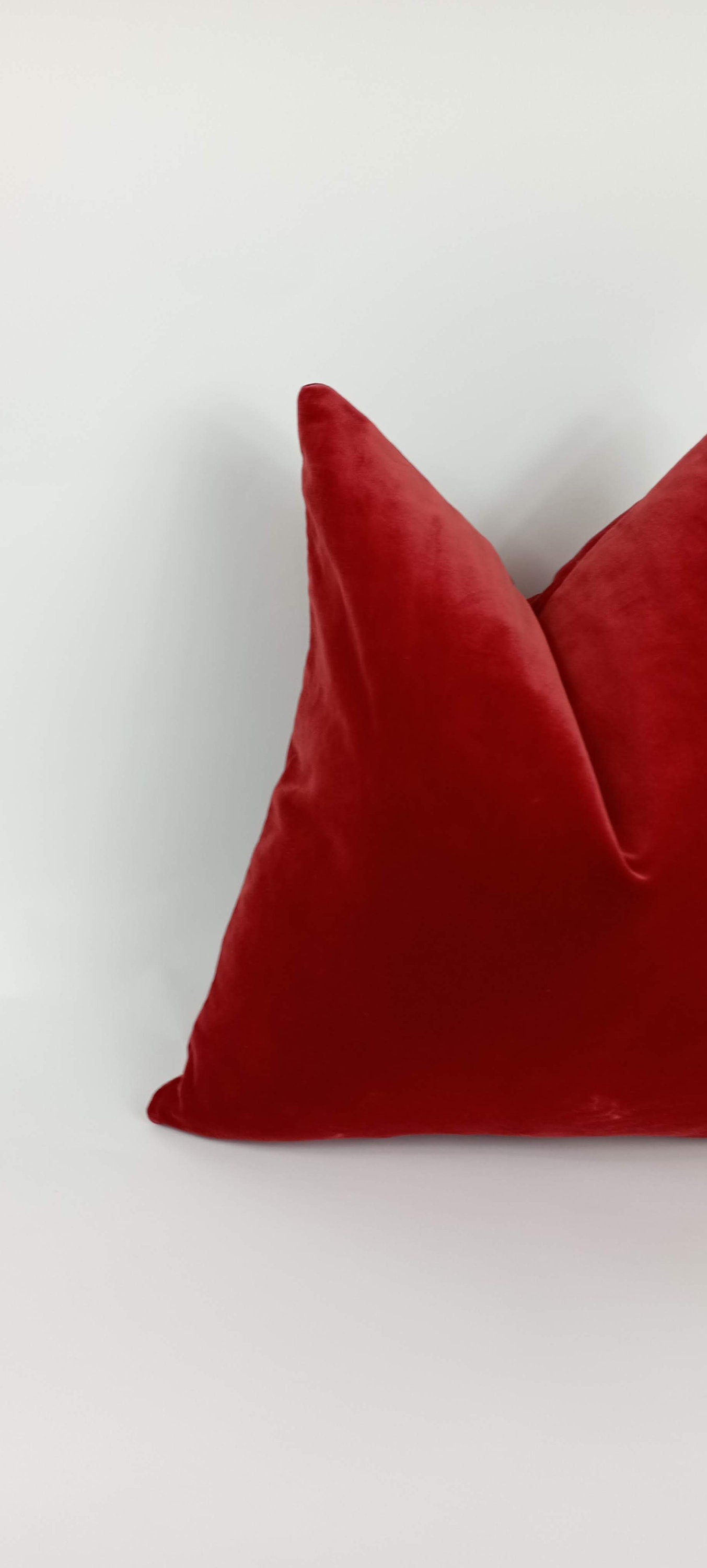Amber velvet pillow, orangey red velvet pillow