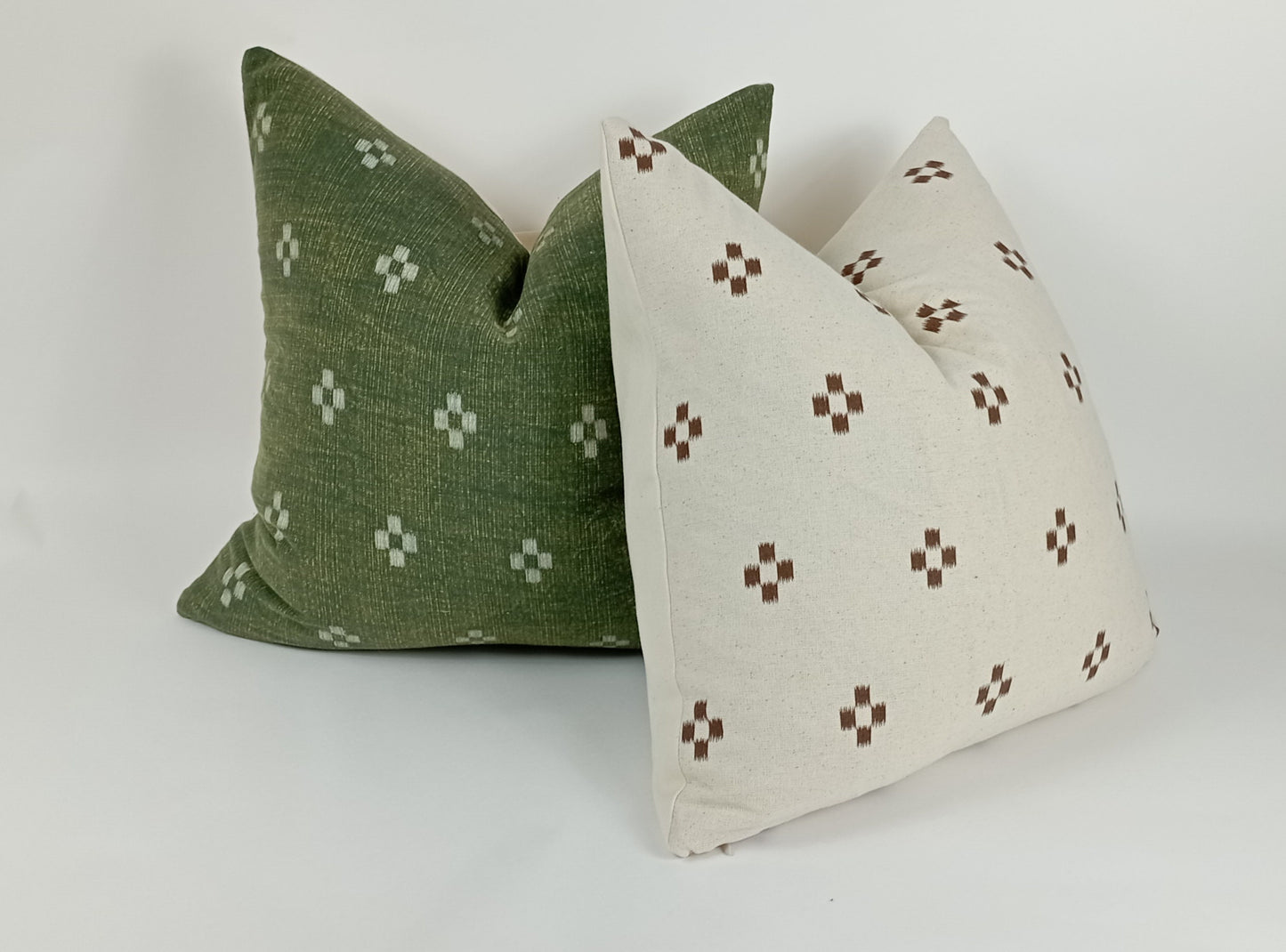 Hmong pillow, green woven pillow, green and white pillow, green woven pillow