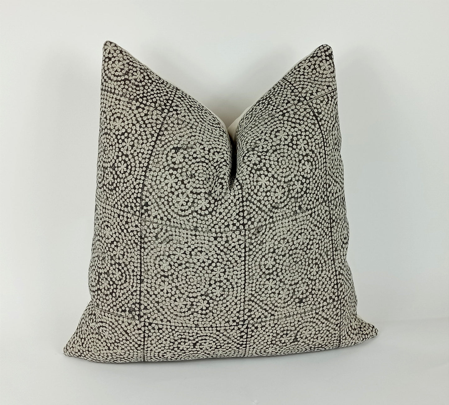 Black block print pillow, black block print cushion, black printed cushion