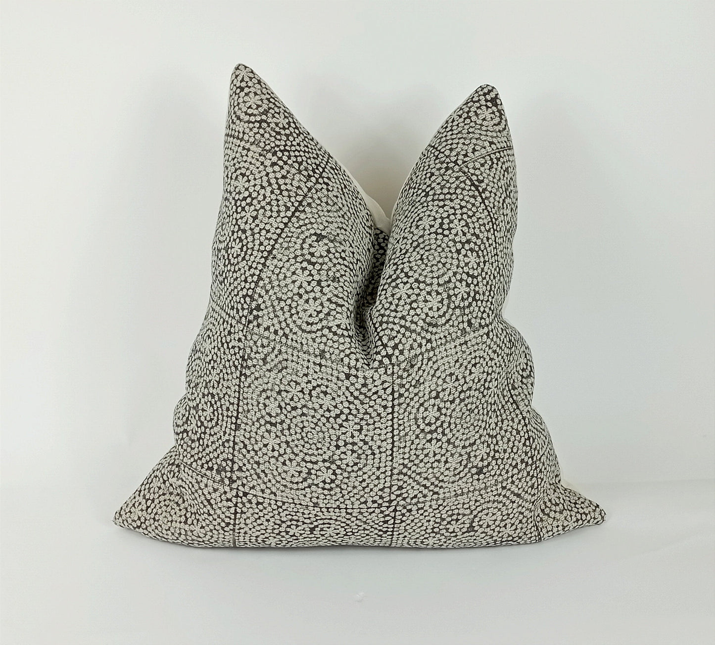 Black block print pillow, black block print cushion, black printed cushion