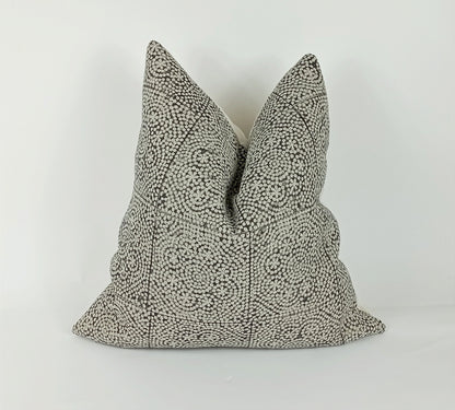 Black block print pillow, black block print cushion, black printed cushion